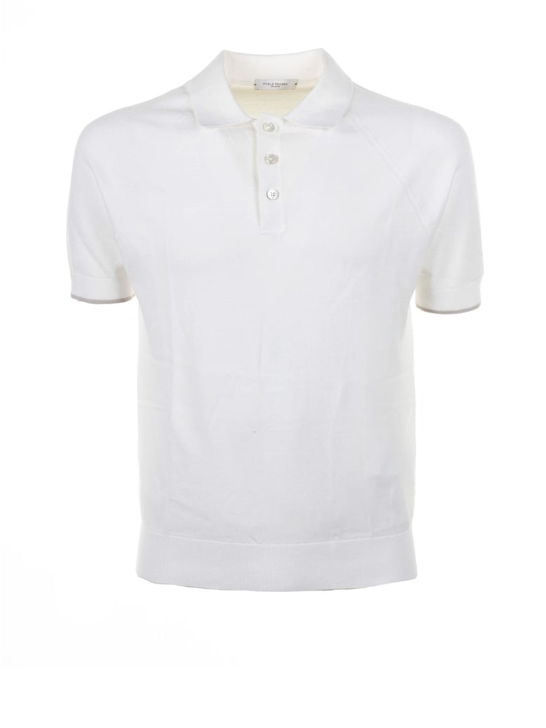white short-sleeved polo shirt in cotton by Selfnex