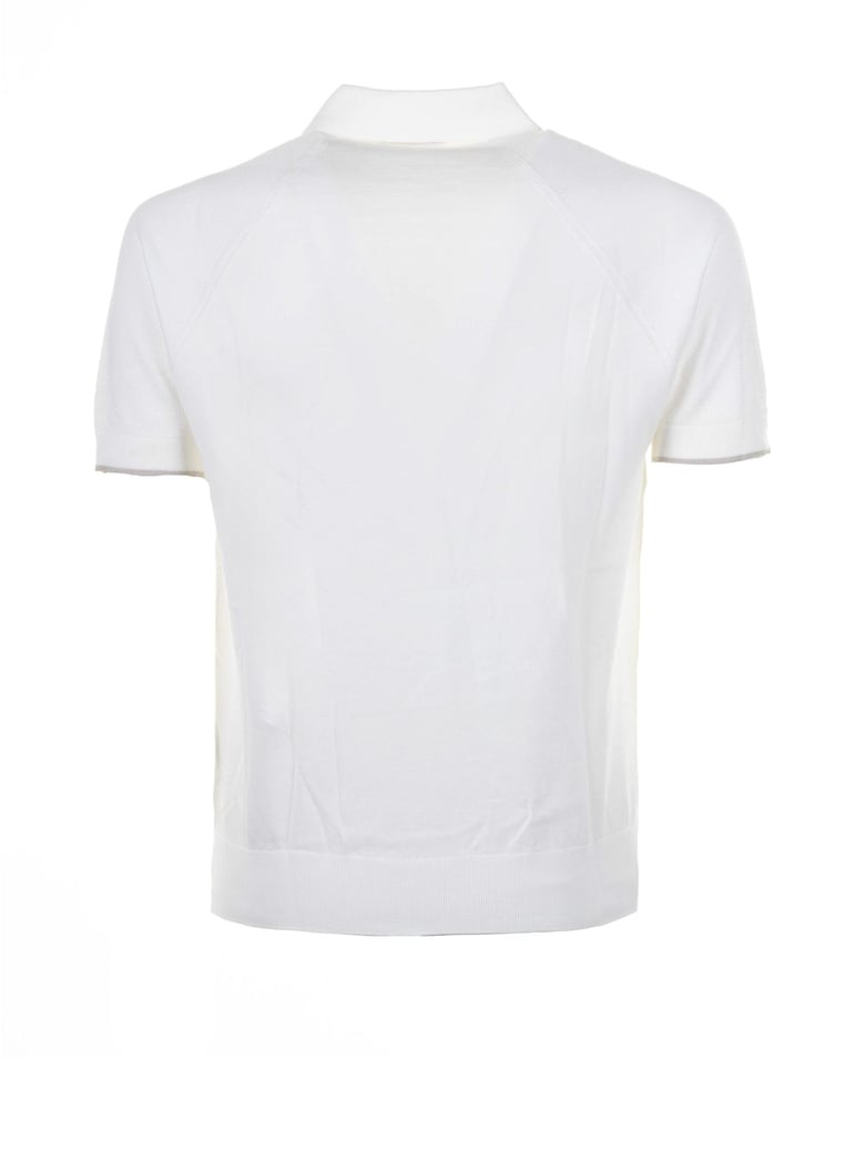 white short-sleeved polo shirt in cotton by Selfnex