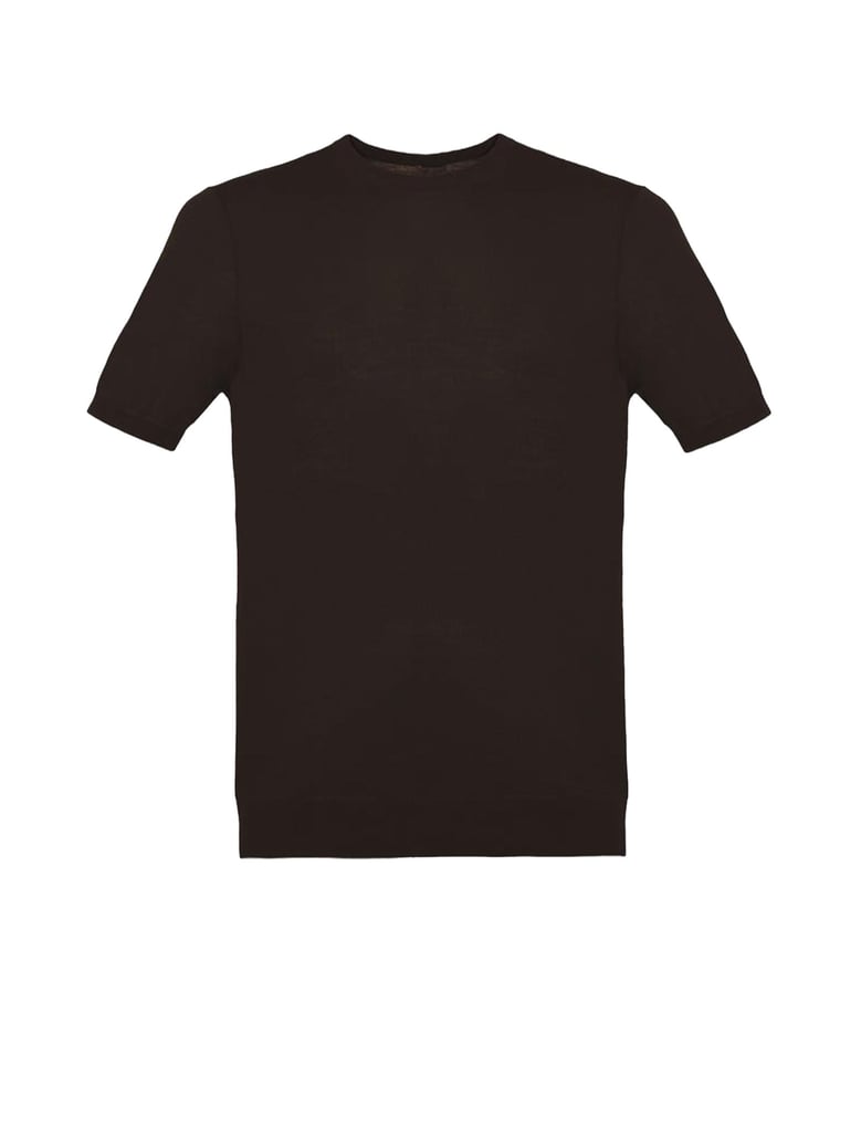 brown crew-neck t-shirt in cotton by Selfnex