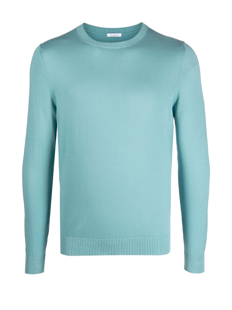 light blue crew-neck sweater in cotton by Selfnex