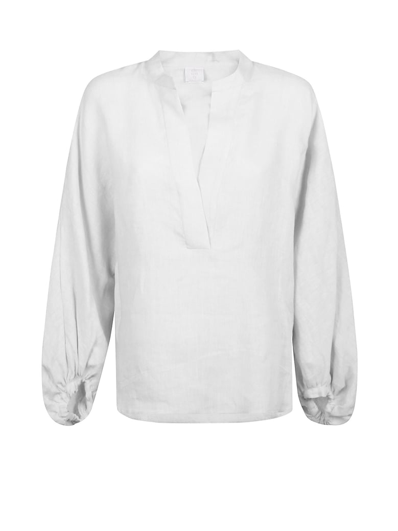 linen shirt with v opening by Selfnex