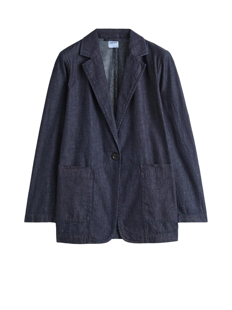 denim-effect single-breasted jacket by Selfnex