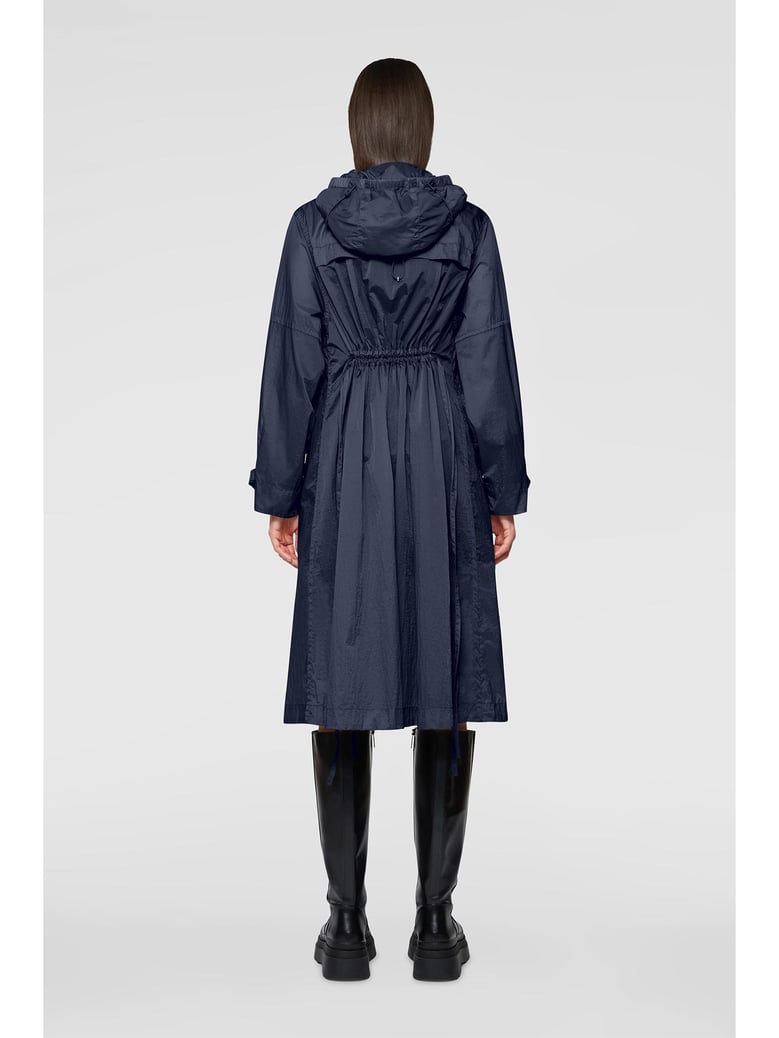 long navy blue parka with hood by Selfnex