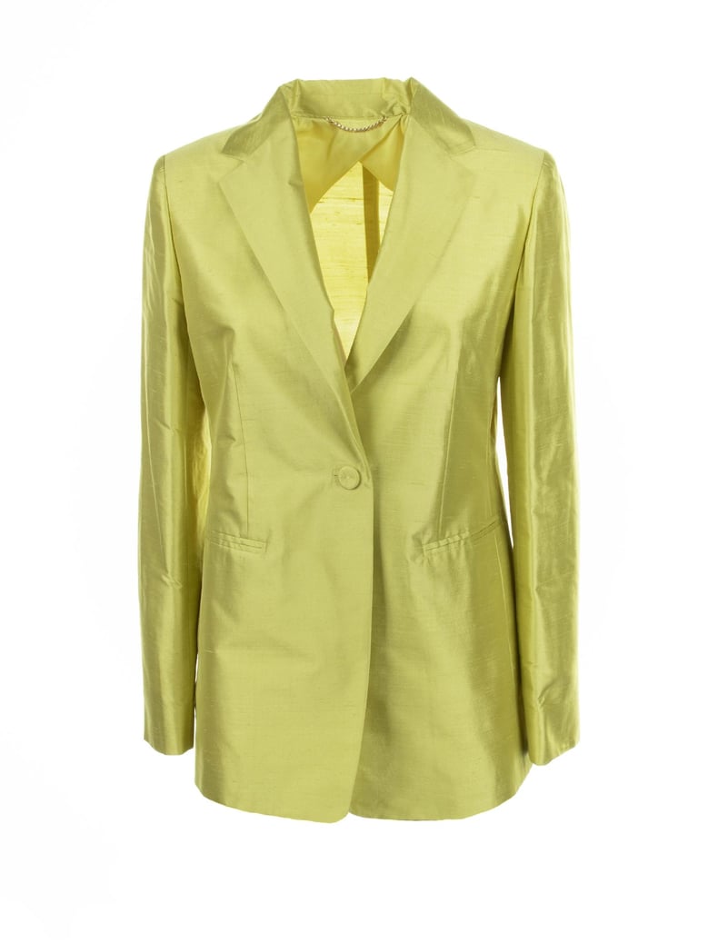 single-breasted cedar silk jacket by Selfnex