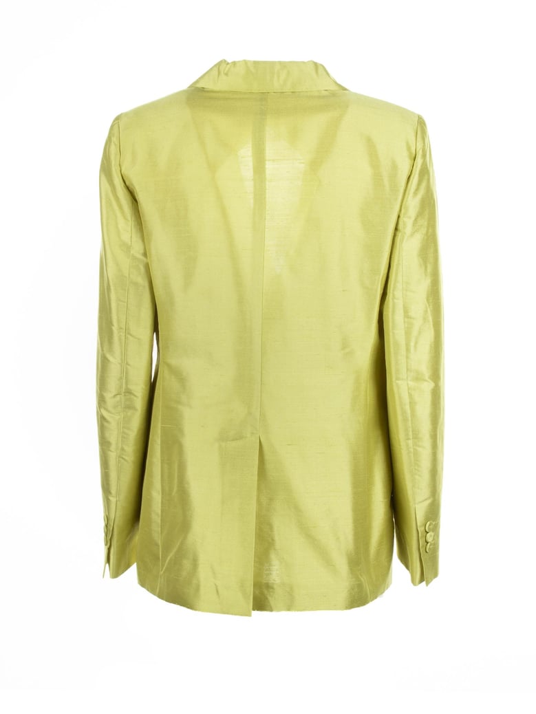 single-breasted cedar silk jacket by Selfnex