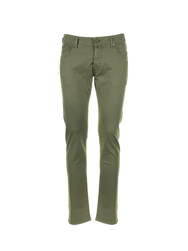 green 5-pocket trousers in cotton by Selfnex