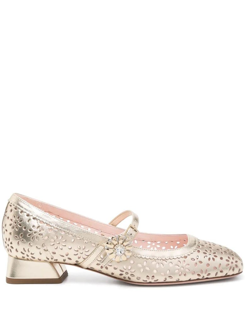 golden perforated ballerina by Selfnex