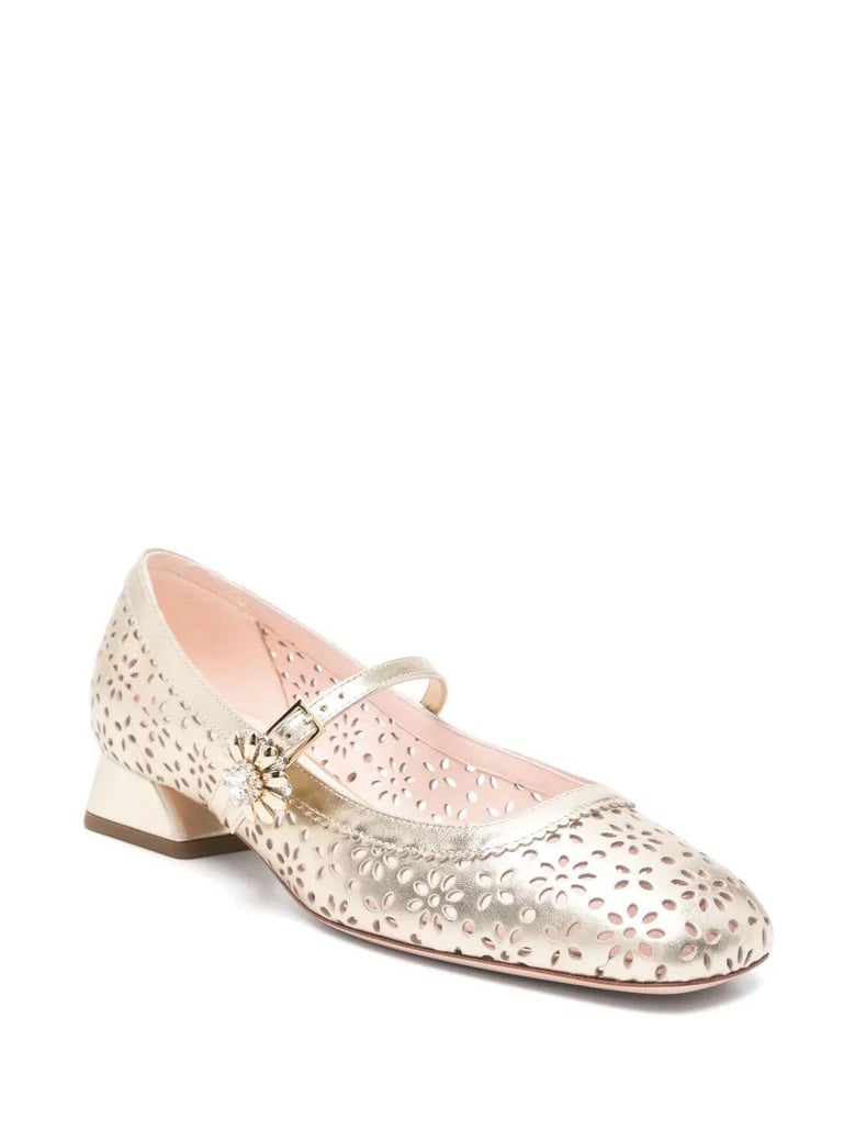 golden perforated ballerina by Selfnex