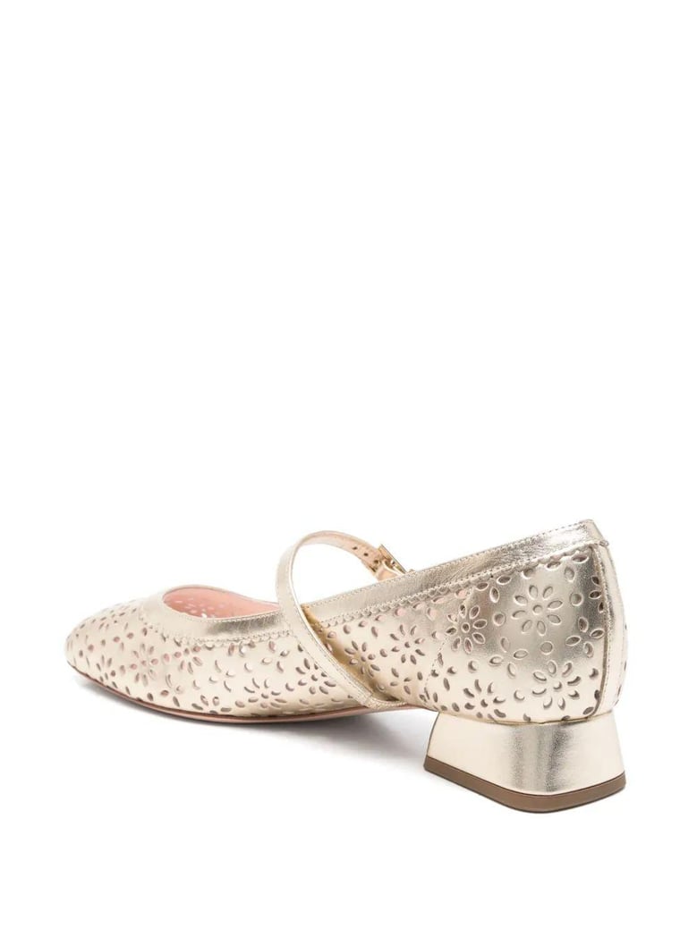 golden perforated ballerina by Selfnex