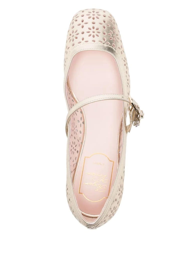 golden perforated ballerina by Selfnex