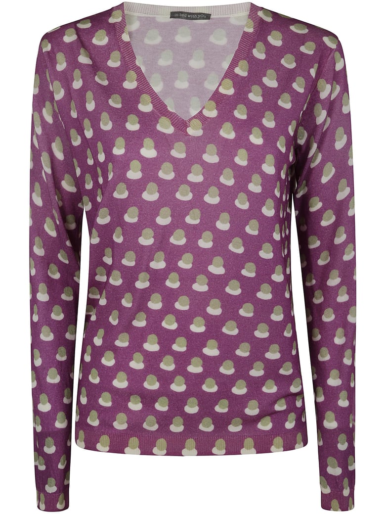 printed v neck sweater by Selfnex