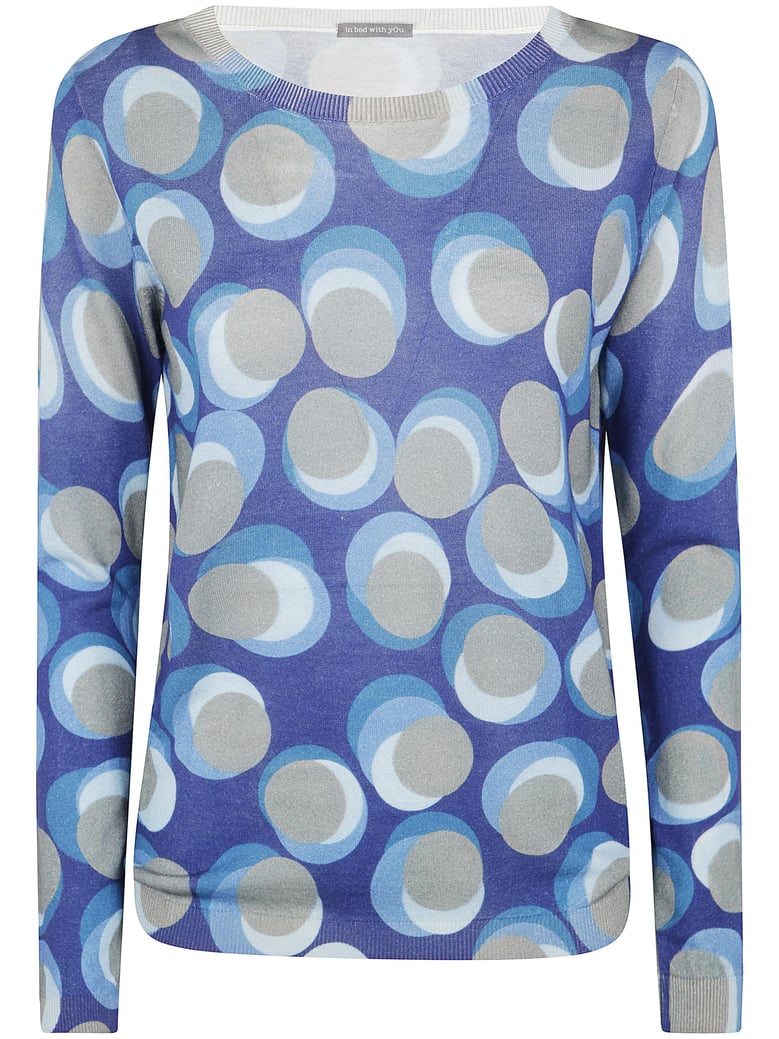 printed boat neck sweater by Selfnex