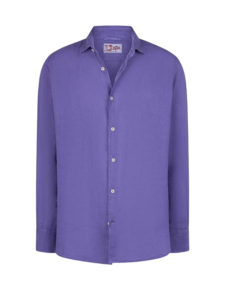 purple pamplona shirt in linen by Selfnex