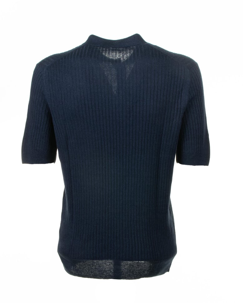 navy blue short-sleeved polo shirt by Selfnex