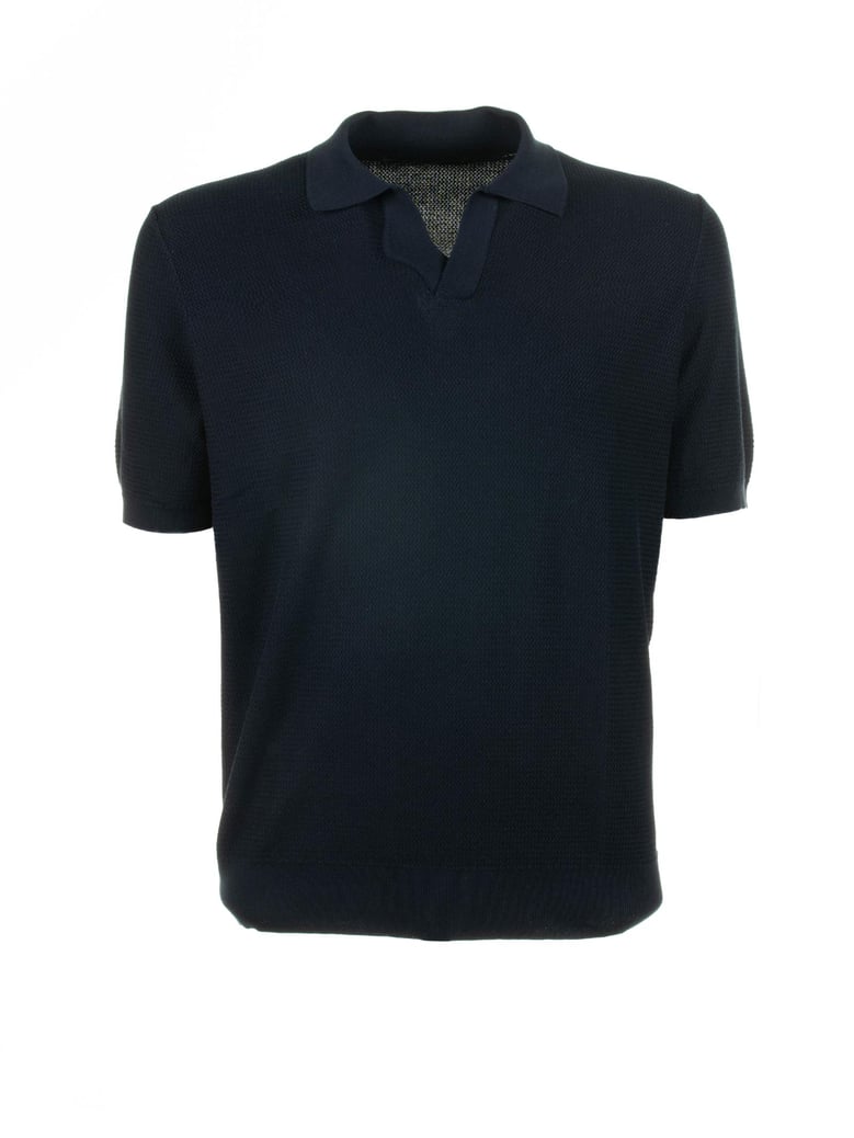 navy blue short-sleeved polo shirt by Selfnex
