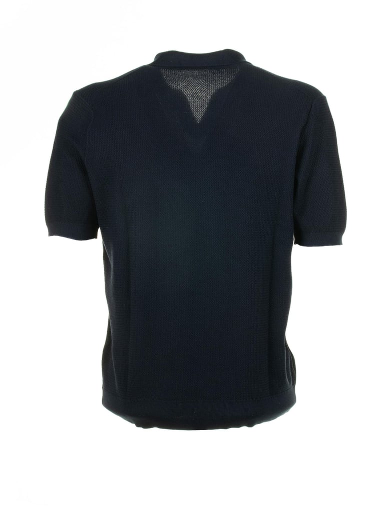 navy blue short-sleeved polo shirt by Selfnex