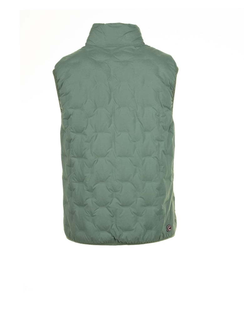green down quilted vest by Selfnex