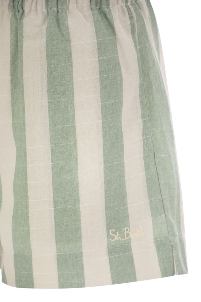 meave - striped cotton shorts by Selfnex