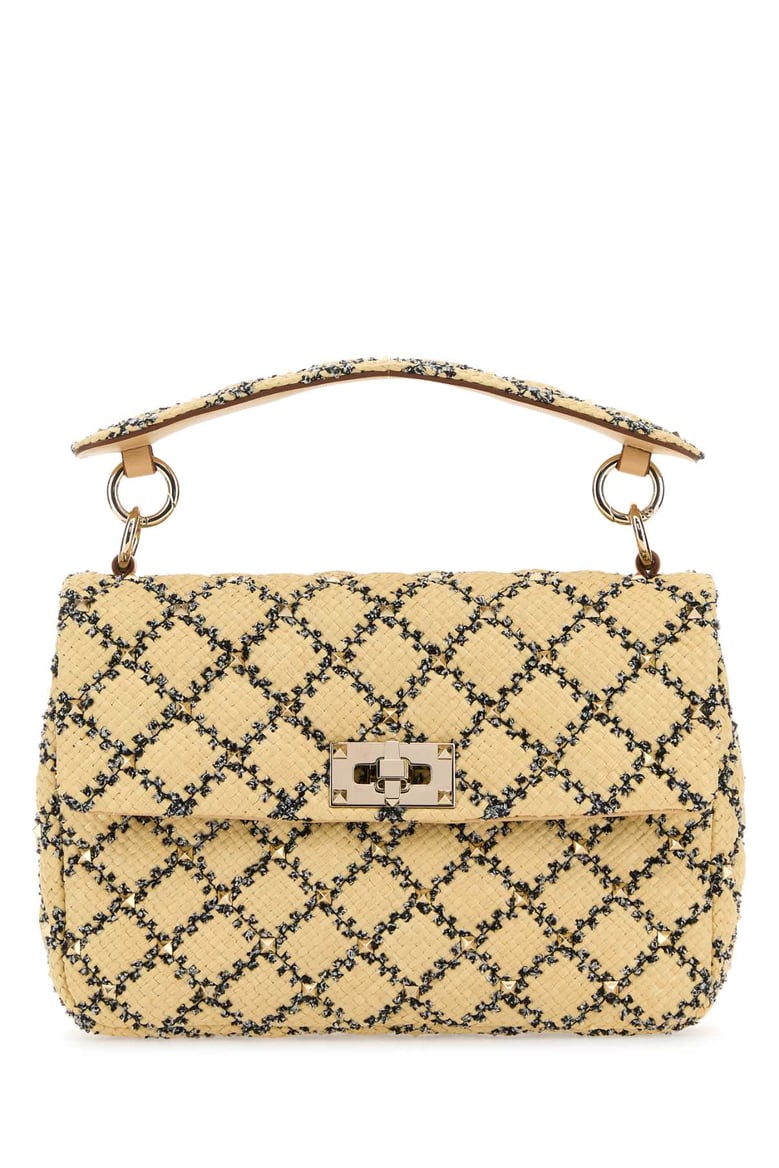 raffia rockstud handbag by Selfnex