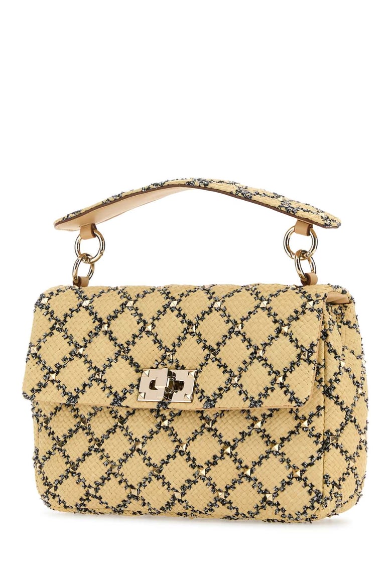 raffia rockstud handbag by Selfnex