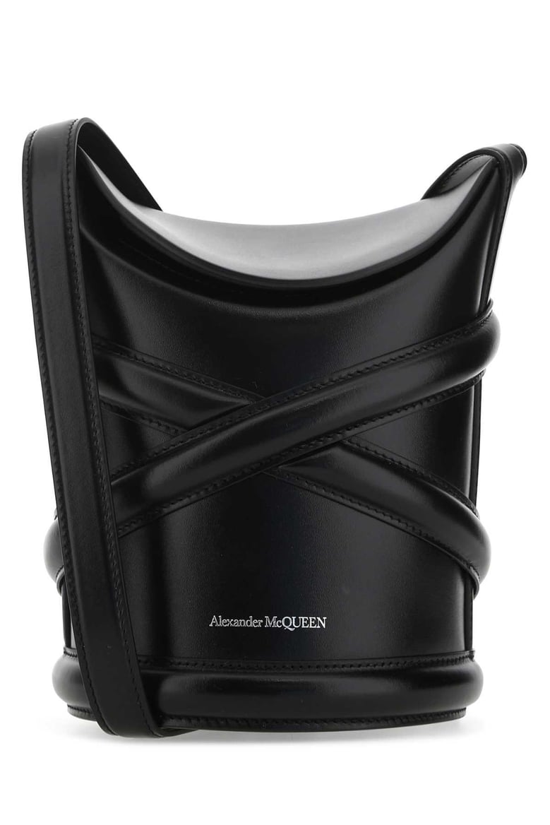 black leather the curve bucket bag by Selfnex
