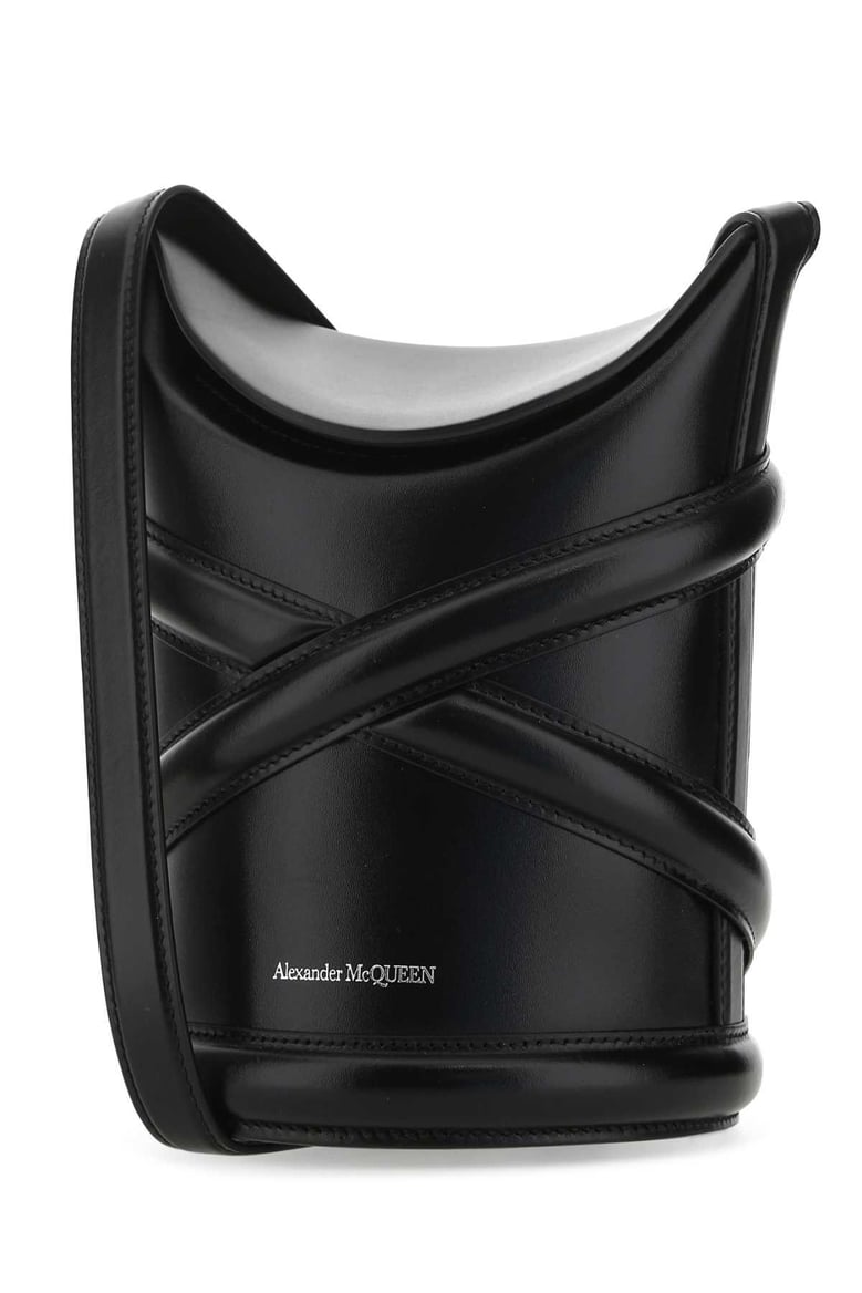 black leather the curve bucket bag by Selfnex
