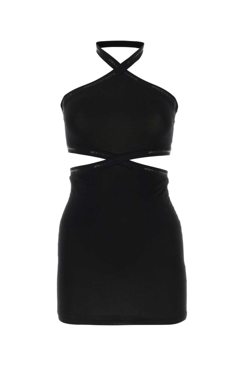 black viscose knit mini dress by Selfnex