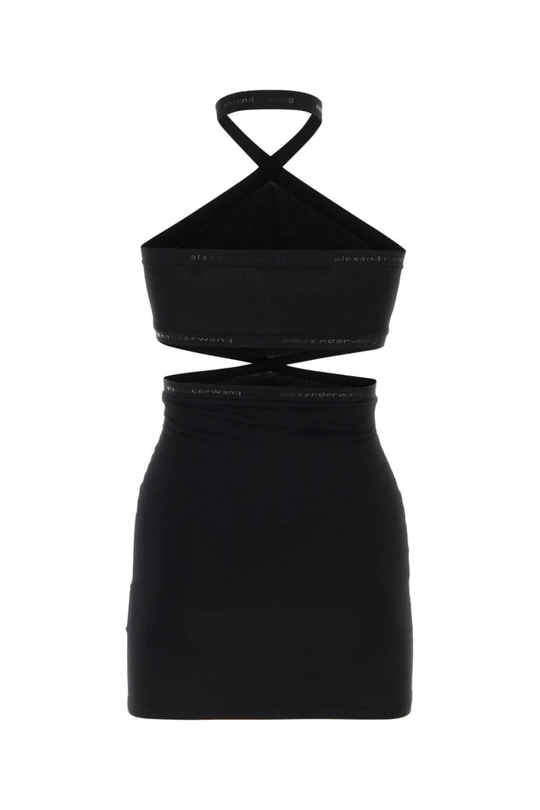 black viscose knit mini dress by Selfnex