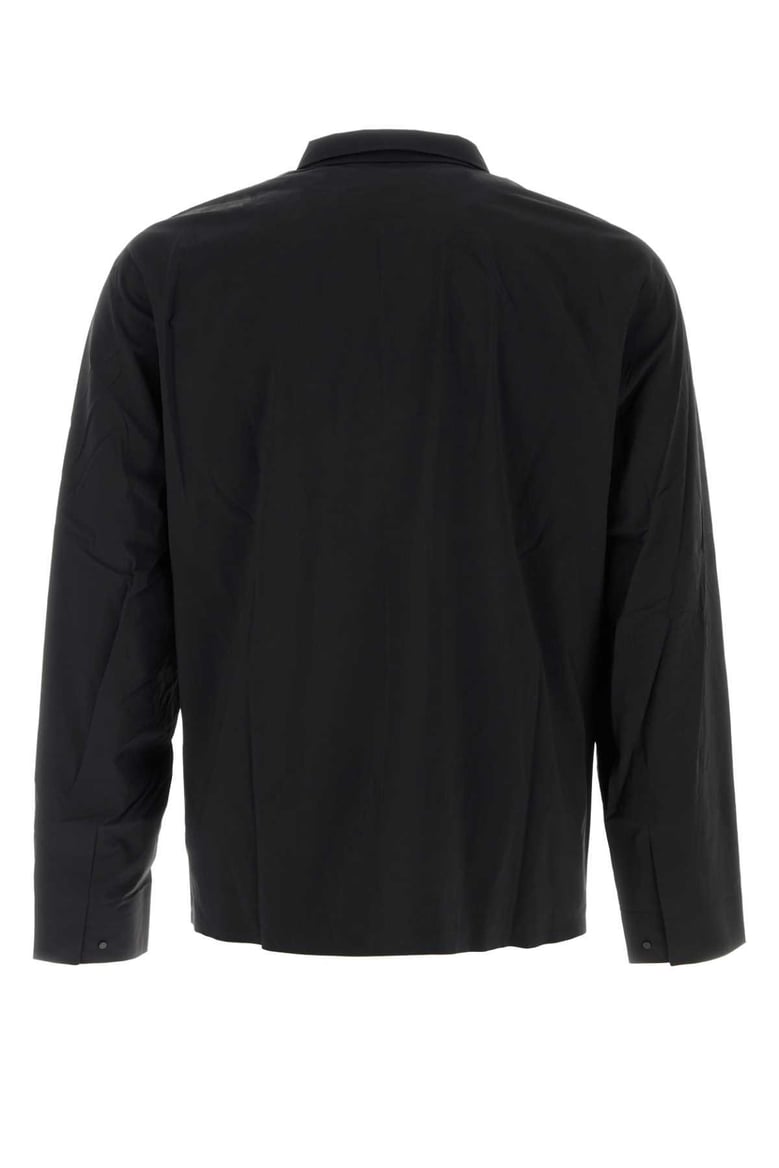 black stretch nylon metry shirt by Selfnex