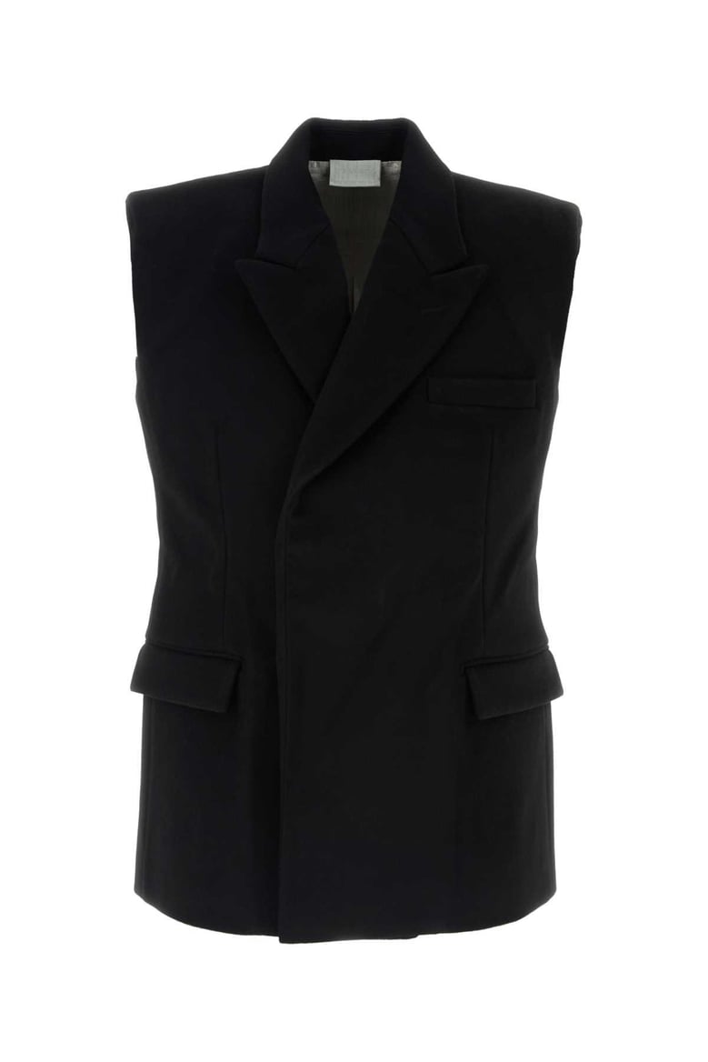 black wool sleeveless blazer by Selfnex