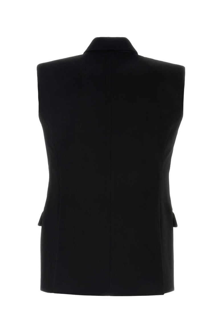 black wool sleeveless blazer by Selfnex
