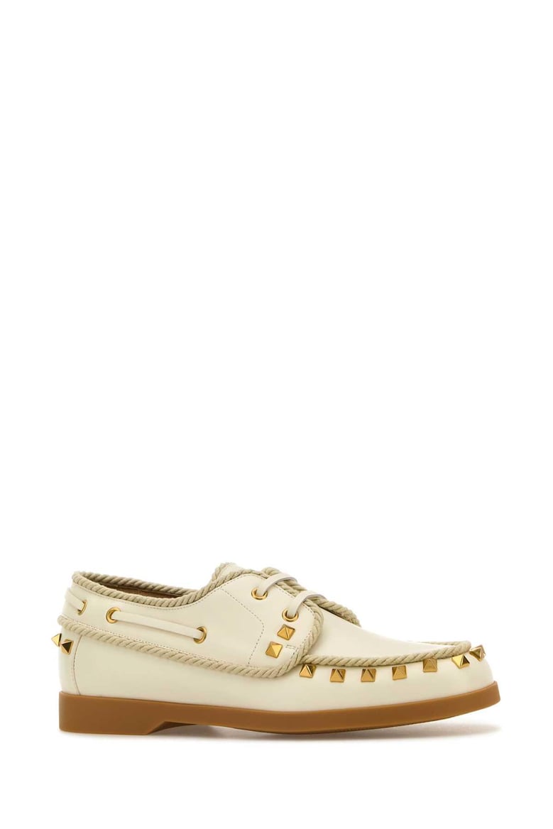 ivory leather lace-up shoes by Selfnex