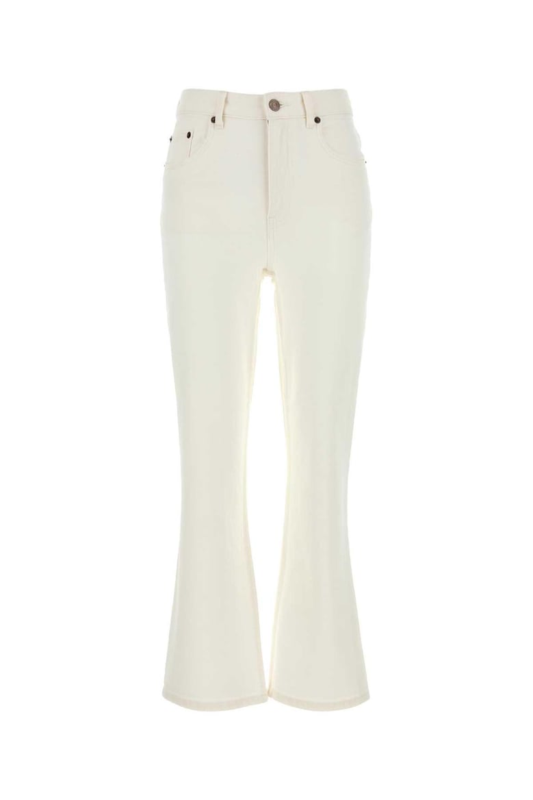 white stretch denim jeans by Selfnex