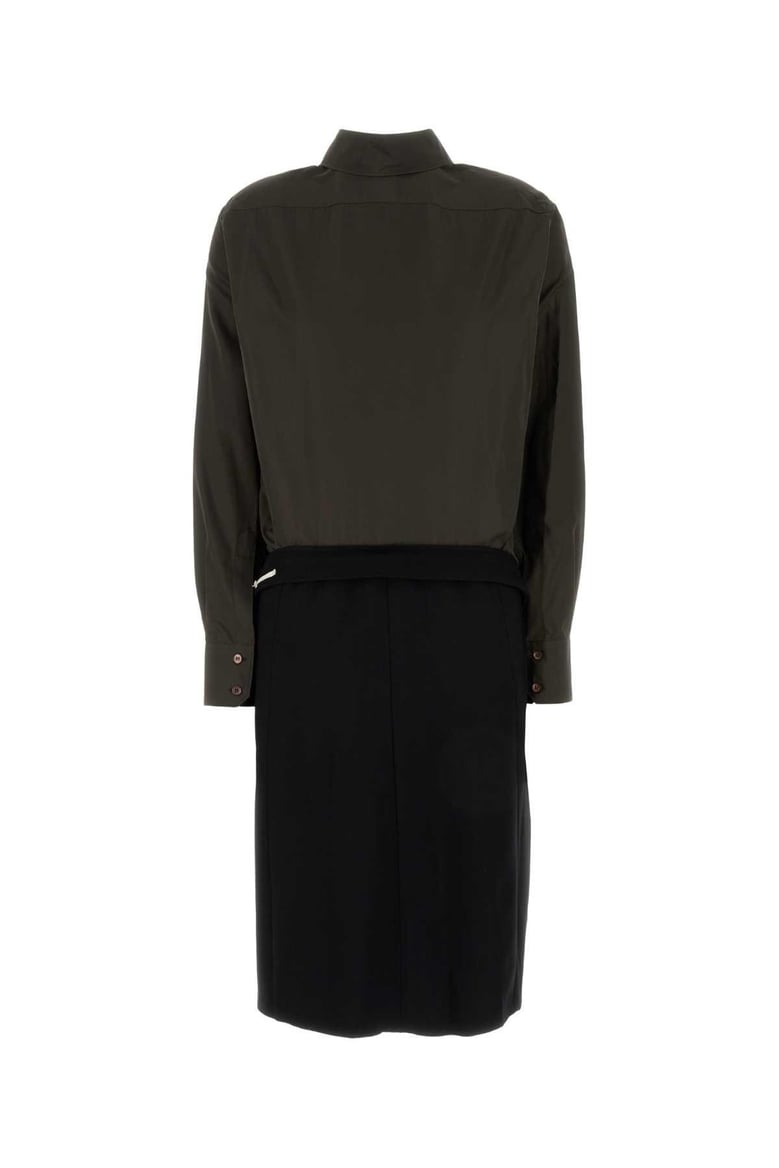two-tone poplin and wool shirt dress by Selfnex