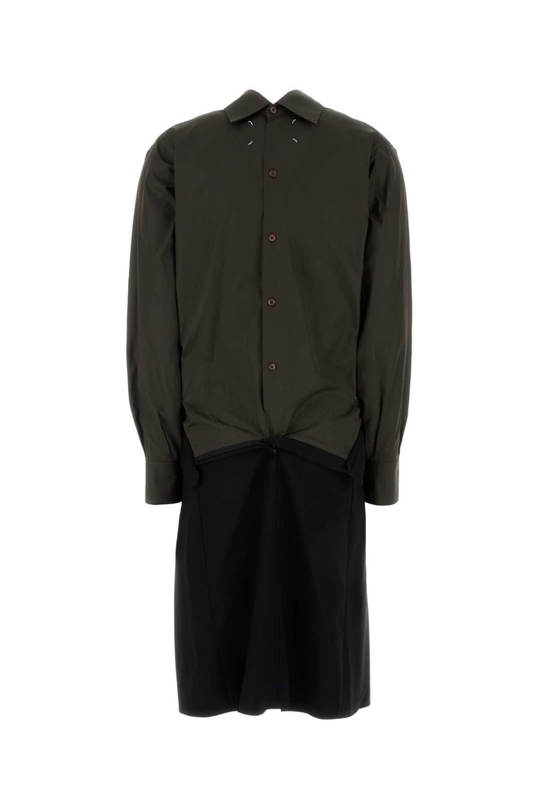 two-tone poplin and wool shirt dress by Selfnex