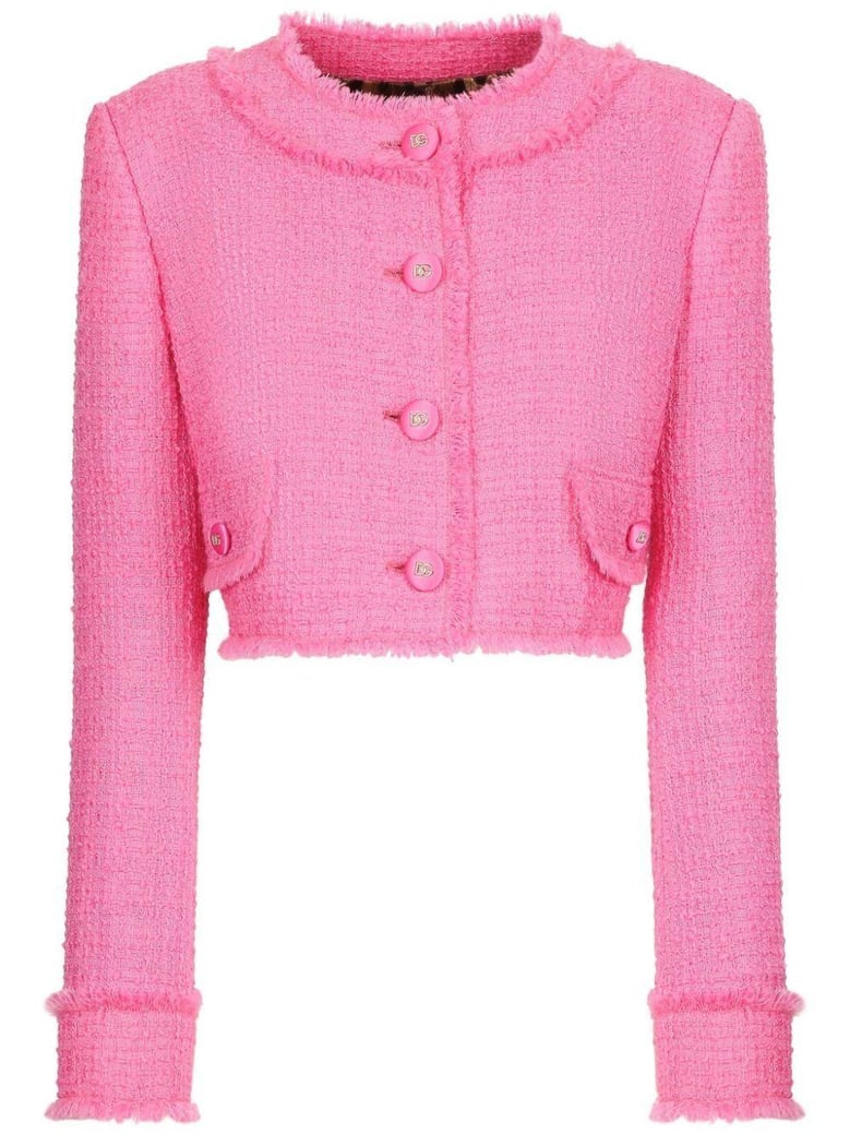 fuchsia tweed blazer by Selfnex
