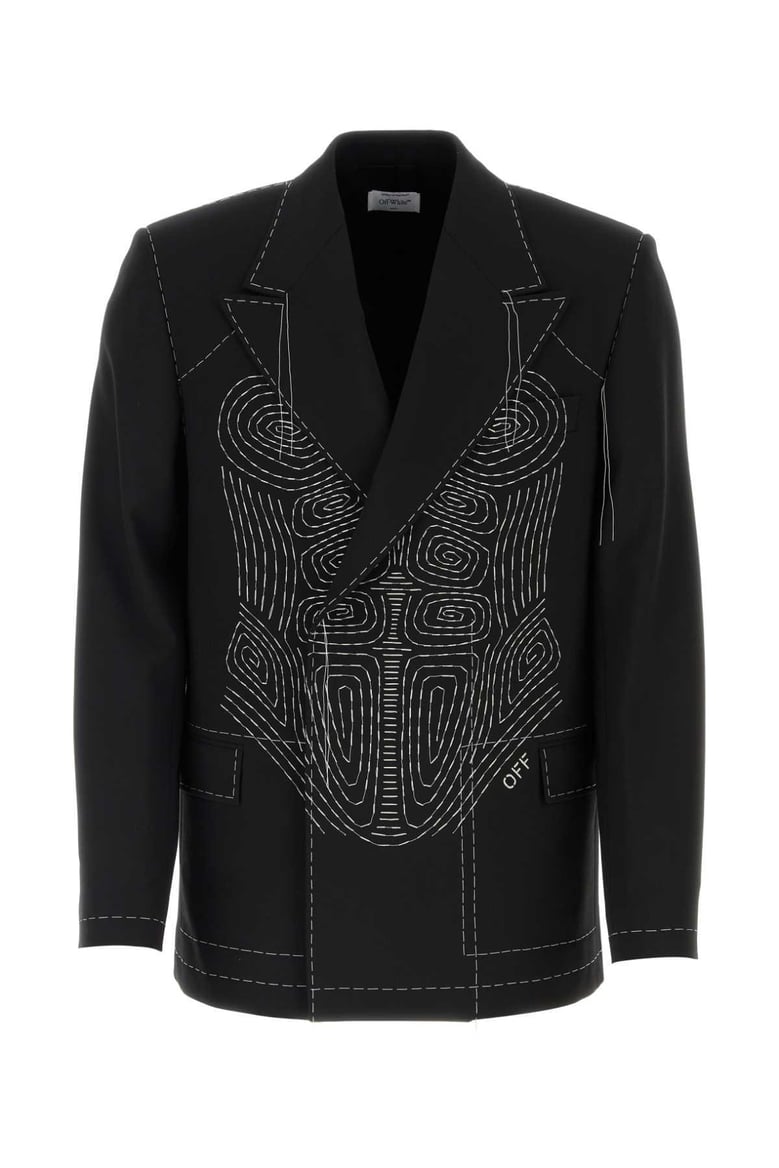 black stretch polyester blend blazer by Selfnex