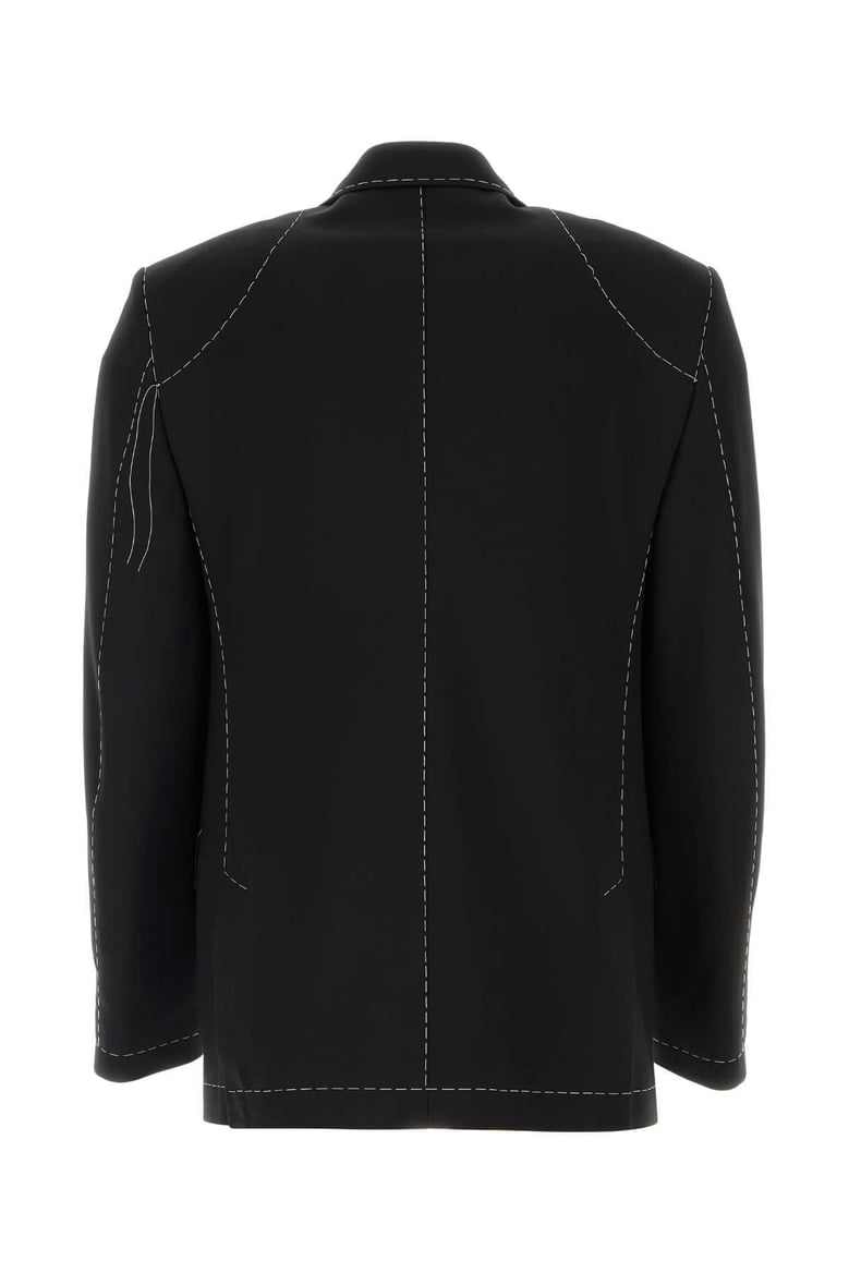 black stretch polyester blend blazer by Selfnex