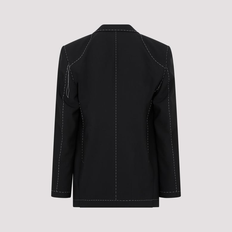 black stretch polyester blend blazer by Selfnex