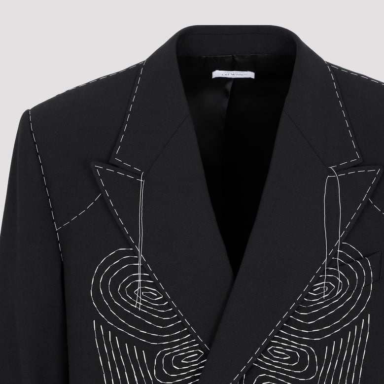 black stretch polyester blend blazer by Selfnex