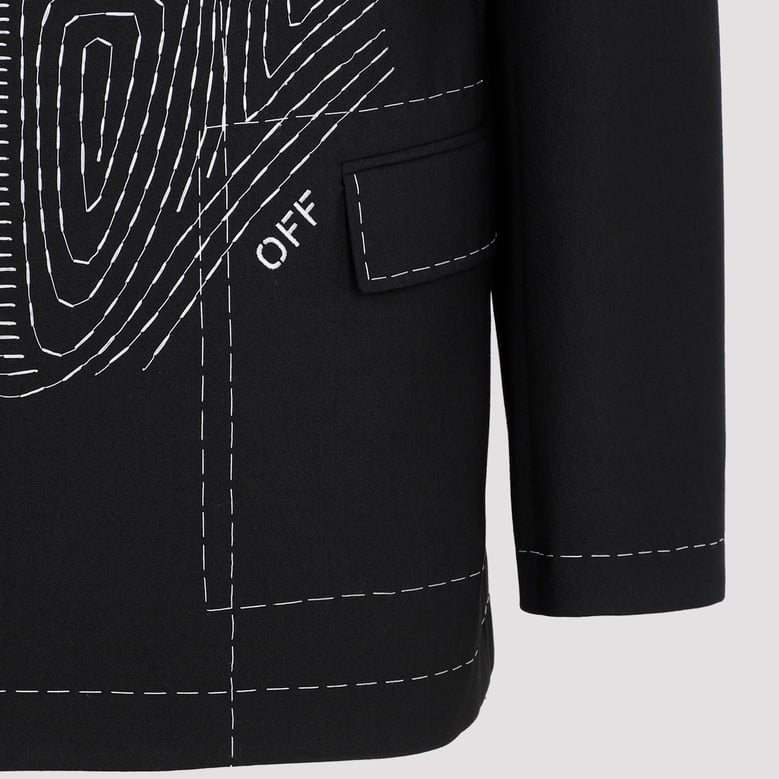 black stretch polyester blend blazer by Selfnex