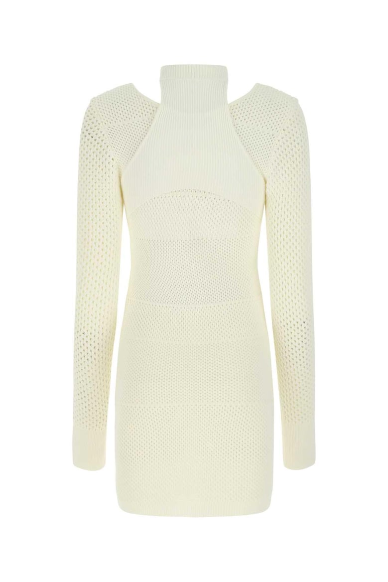 ivory stretch viscose blend dress by Selfnex