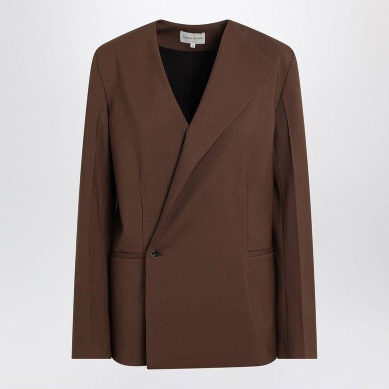 brown double-breasted wool jacket by Selfnex