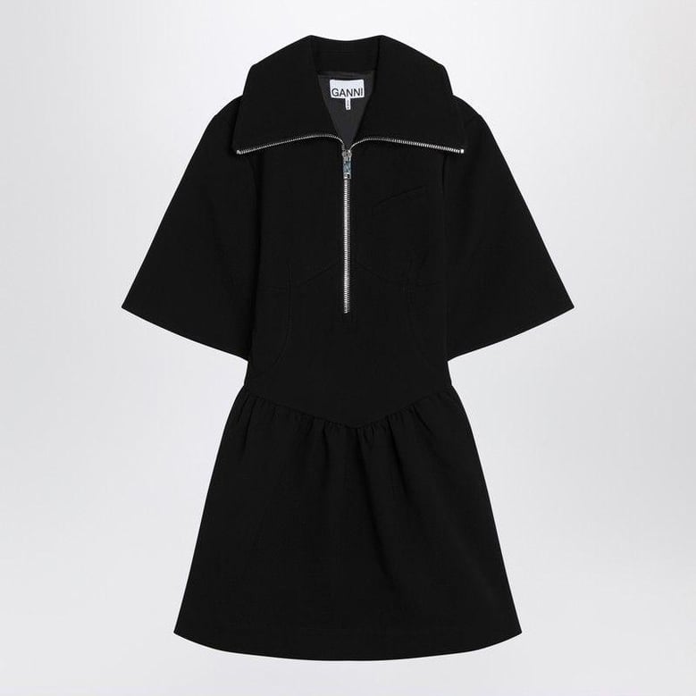 black mini dress in crêpe by Selfnex