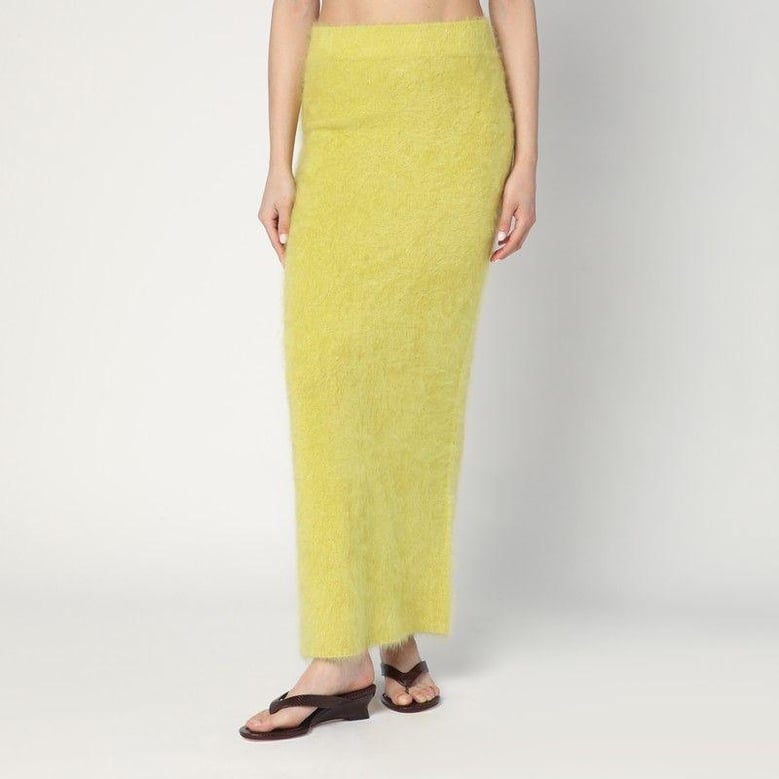 long lime-coloured brushed cashmere skirt by Selfnex