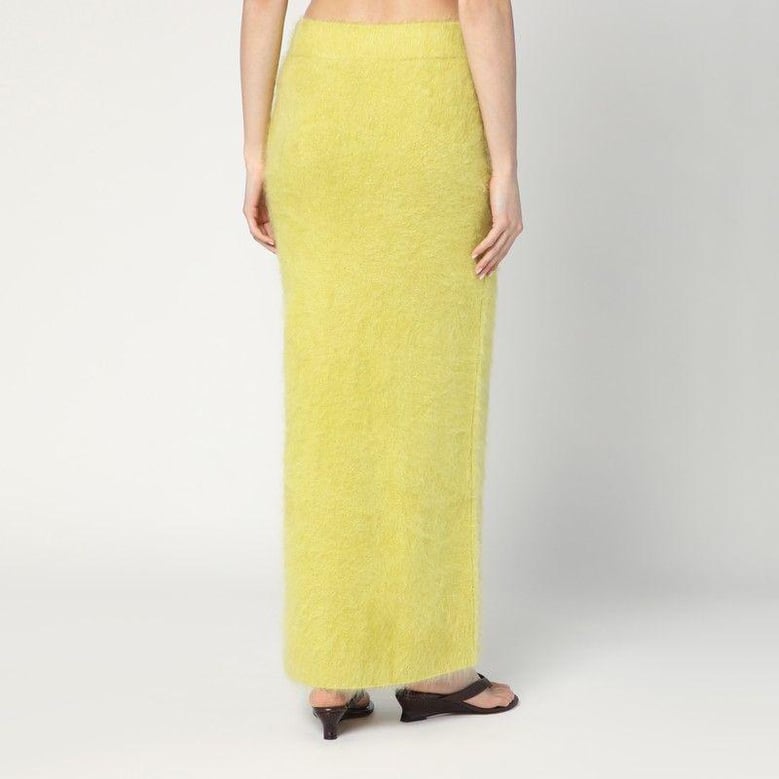 long lime-coloured brushed cashmere skirt by Selfnex