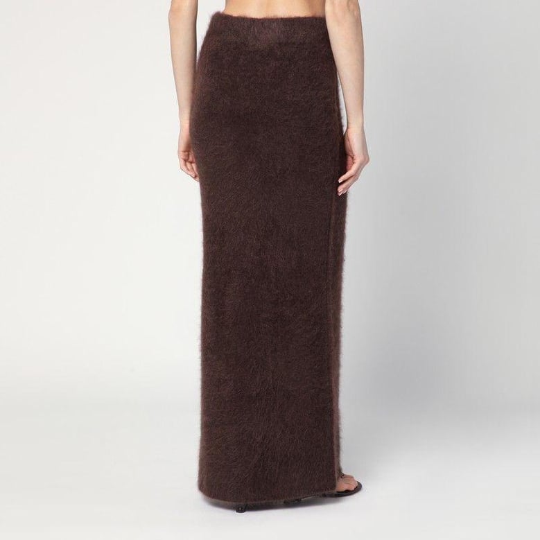 long mocha-coloured brushed cashmere skirt by Selfnex