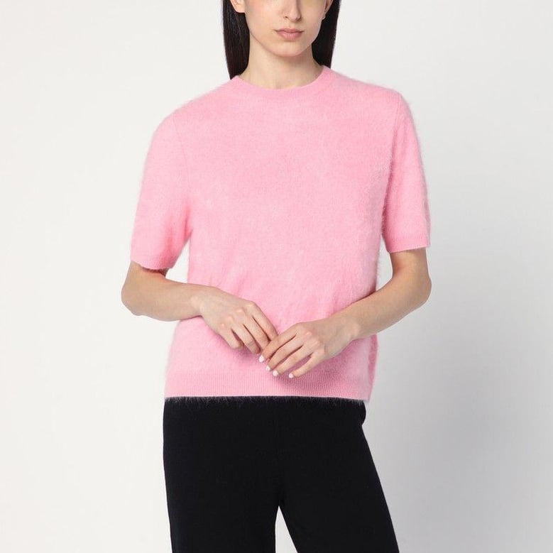 pink brushed cashmere sweater by Selfnex