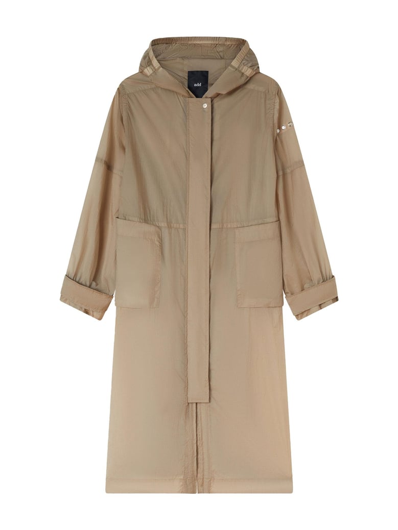 long beige parka with hood by Selfnex