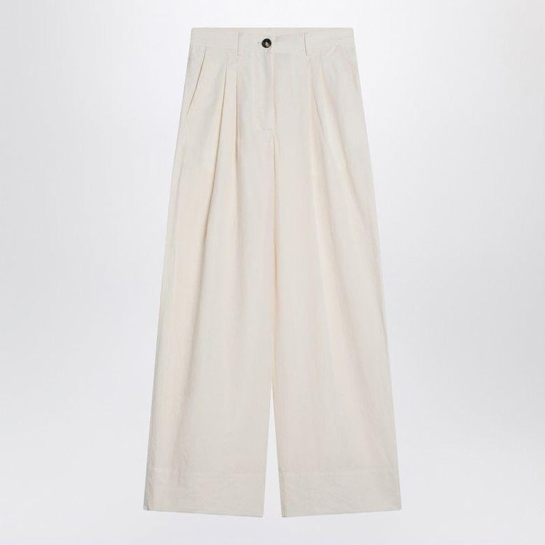 wide écru trousers in cotton by Selfnex